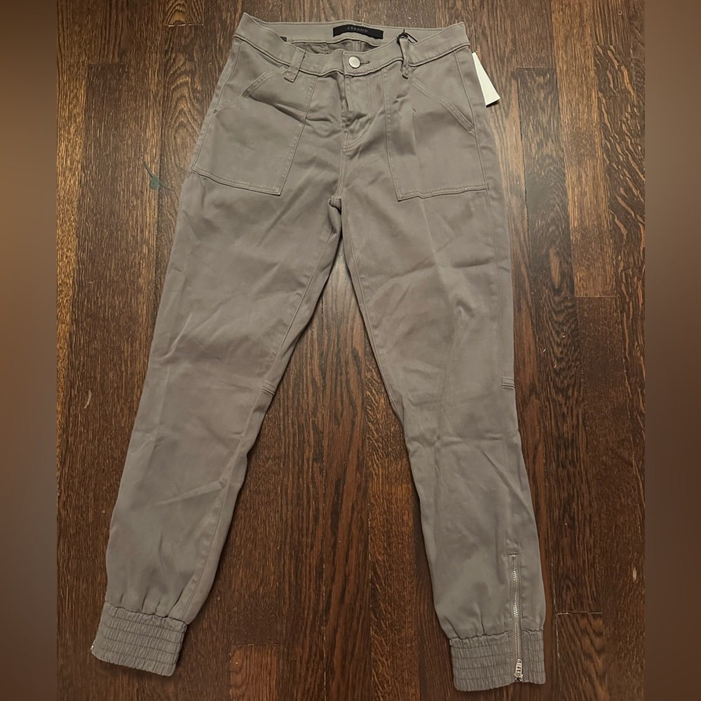 J Brand Taupe Utility Pants with Front Snap